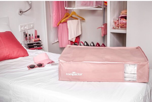 Plastikowy pojemnik próżniowy pod łóżko 65x45x15,5 cm Pink Edition – Compactor