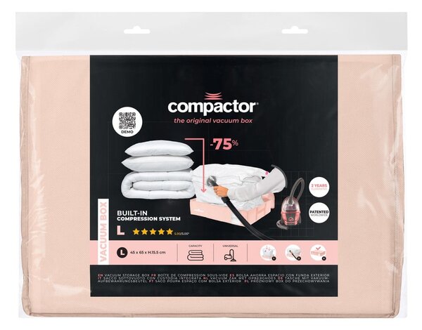 Plastikowy pojemnik próżniowy pod łóżko 65x45x15,5 cm Pink Edition – Compactor