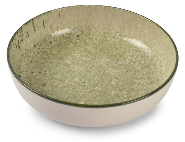 Zielony/kremowy głęboki kamionkowy talerz ø 18,5 cm Gravel – ONA
