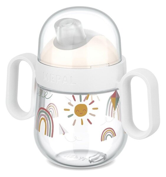 Beżowy plastikowy kubek dla dzieci 200 ml Sunshine & Rainbow – Mepal