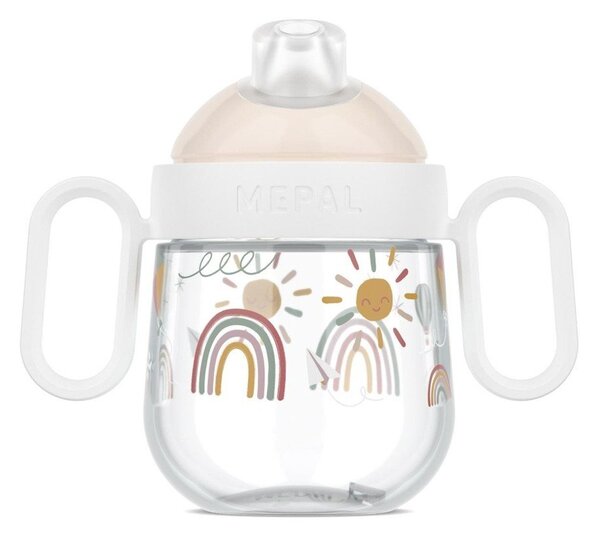 Beżowy plastikowy kubek dla dzieci 200 ml Sunshine & Rainbow – Mepal