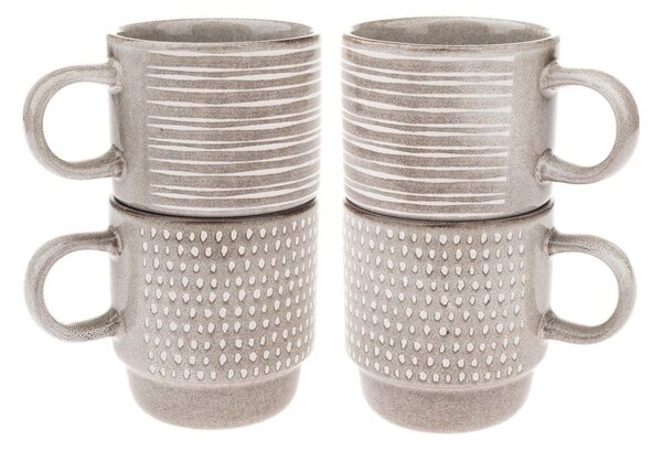 Jasnobrązowe filiżanki zestaw 4 szt. ceramiczne 290 ml – Dakls