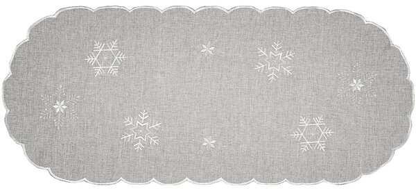 Obrus świąteczny Płatki śniegu szary, 40 x 90 cm, 40 x 90 cm
