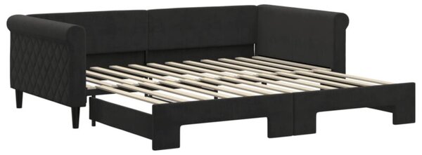Sofa rozsuwana, czarna, 100x200 cm, aksamit