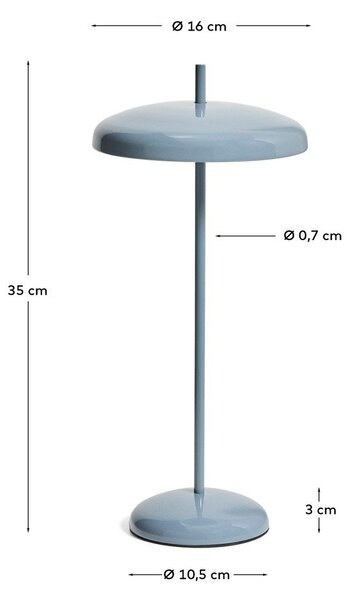 Niebieska lampa stołowa LED ze ściemniaczem z metalowym kloszem (wysokość 35 cm) Porte – Kave Home