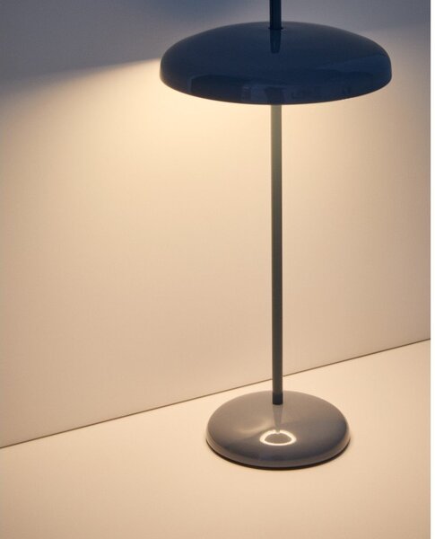 Niebieska lampa stołowa LED ze ściemniaczem z metalowym kloszem (wysokość 35 cm) Porte – Kave Home