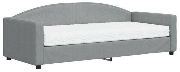 Sofa z materacem do spania, jasnoszara, 90x200 cm, tkanina