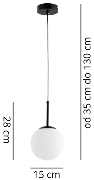 LAMPA WISZĄCA NOWOCZESNA CZARNA BIAŁA KULA FREDICA 15