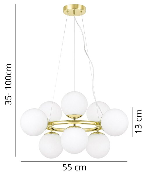 NOWOCZESNA LAMPA WISZĄCA KLASYCZNE ZŁOTO LEDO W9