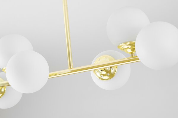 LAMPA WISZĄCA SUFITOWA NOWOCZESNA ZŁOTO KLASYCZNE BIAŁE KULE FINO 8 LED