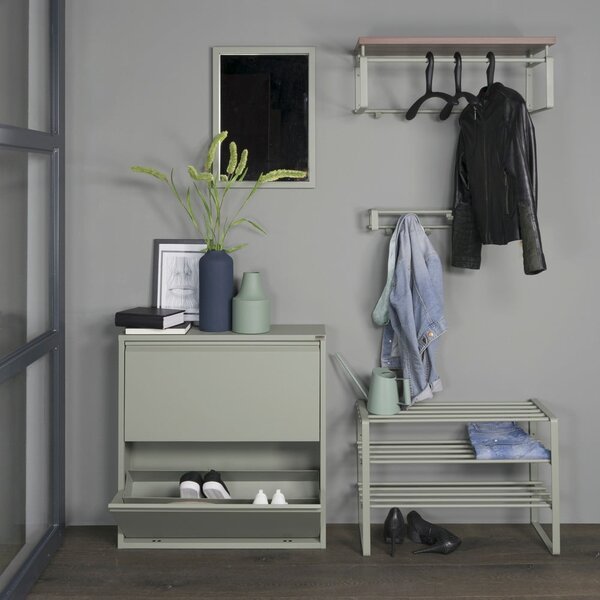 Szarozielona metalowa szafka na buty 70x48,5x29 cm Rex – Spinder Design