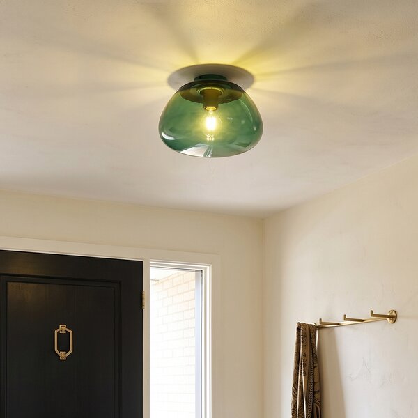 Designerska lampa sufitowa zielona z zielonym szkłem - Giselle