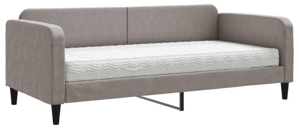 Sofa z materacem do spania, kolor taupe, 90x200 cm, tkanina
