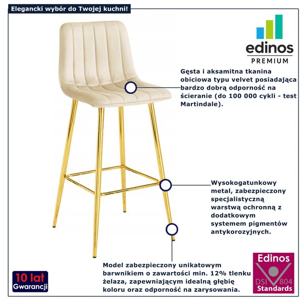 Jasnobeżowy hoker tapicerowany w stylu glamour G6-T59