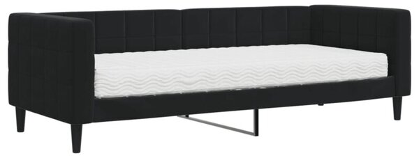 Sofa z materacem do spania, czarna, 80x200 cm, aksamit