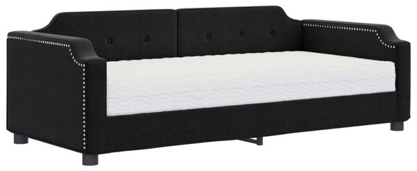 Sofa z materacem, czarna, 90x190 cm, tkanina