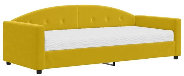 Sofa z materacem do spania, żółta, 90x200 cm, aksamit