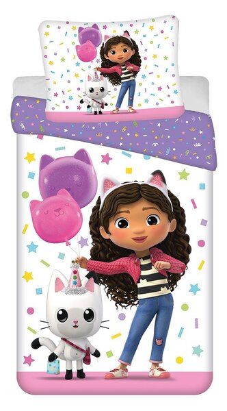 Bawełniana pościel dziecięca jednoosobowa 140x200 cm Gabby's Dollhouse "Confetti" – Jerry Fabrics
