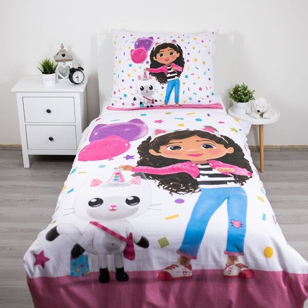 Bawełniana pościel dziecięca jednoosobowa 140x200 cm Gabby's Dollhouse "Confetti" – Jerry Fabrics