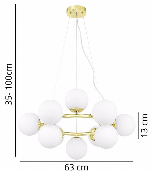 NOWOCZESNA LAMPA WISZĄCA KLASYCZNE ZŁOTO LEDO W12