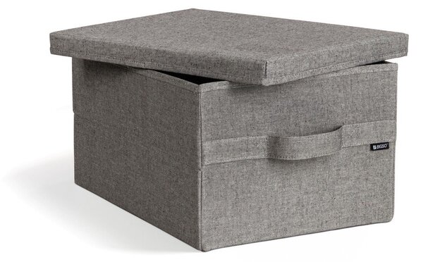 Szary tekstylny pojemnik z pokrywką 31x41x22 cm Soft Storage Medium – Bigso