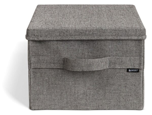 Szary tekstylny pojemnik z pokrywką 31x41x22 cm Soft Storage Medium – Bigso