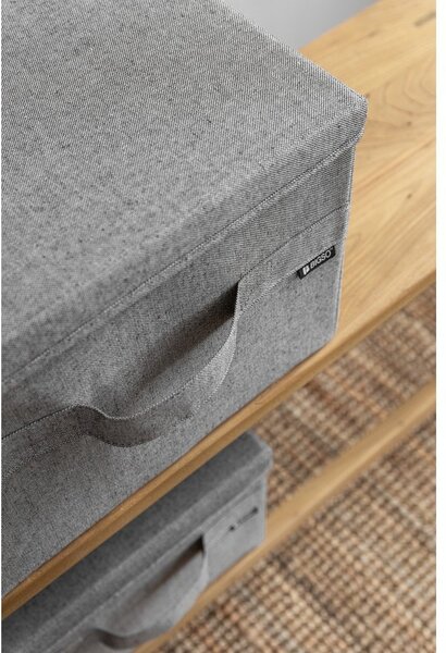 Szary tekstylny pojemnik z pokrywką 31x41x22 cm Soft Storage Medium – Bigso