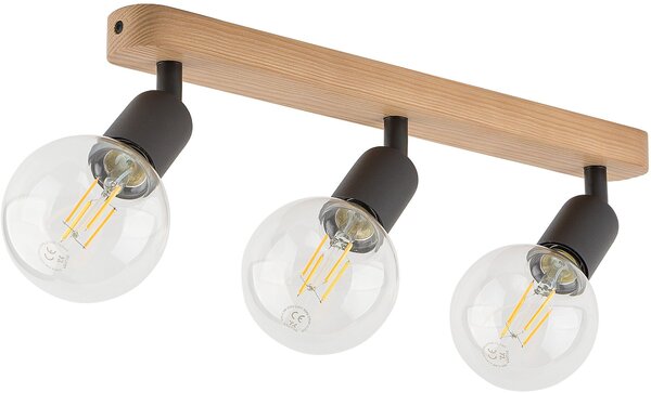 TK Lighting Simply lampa podsufitowa 3x15W czarny/jasne drewno 4750