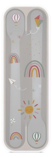 Beżowe plastikowe łyżeczki dla dzieci zestaw 2 szt. Sunshine & Rainbow – Mepal