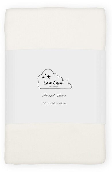 Kremowe prześcieradło dziecięce do łóżeczka z bawełny organicznej z gumką 60x120 cm Off-White – Cam Cam Copenhagen