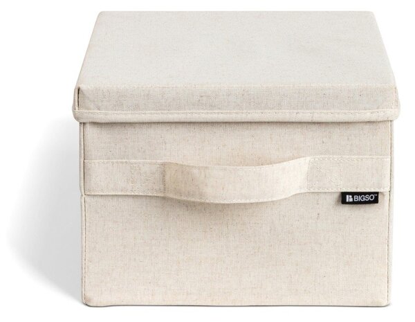 Beżowy tekstylny pojemnik z pokrywką 27x36x19 cm Soft Storage Small – Bigso