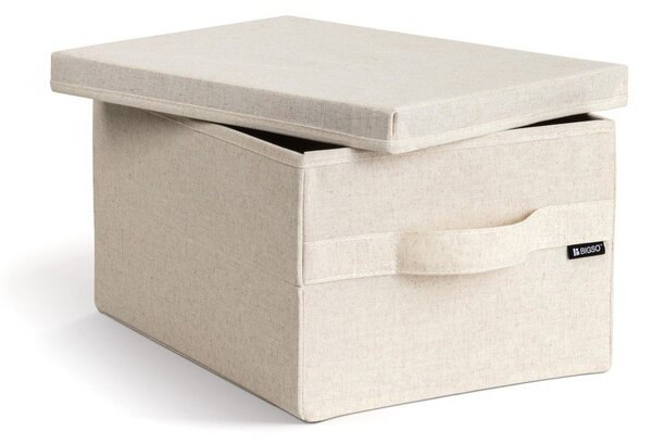 Beżowy tekstylny pojemnik z pokrywką 27x36x19 cm Soft Storage Small – Bigso