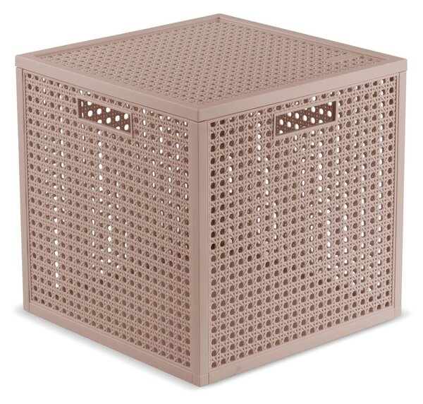 Szaroróżowy pojemnik z pokrywką z plastiku z recyklingu 28x28x28 cm Kaya Cube – Curver