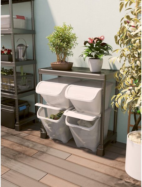 Biały plastikowy pojemnik z pokrywką 55x39x46 cm All In Box – KIS