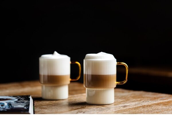 Żółte szklane kubki zestaw 2 szt. do cappuccino 350 ml Livio – Vialli Design