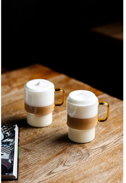 Żółte szklane kubki zestaw 2 szt. do cappuccino 350 ml Livio – Vialli Design