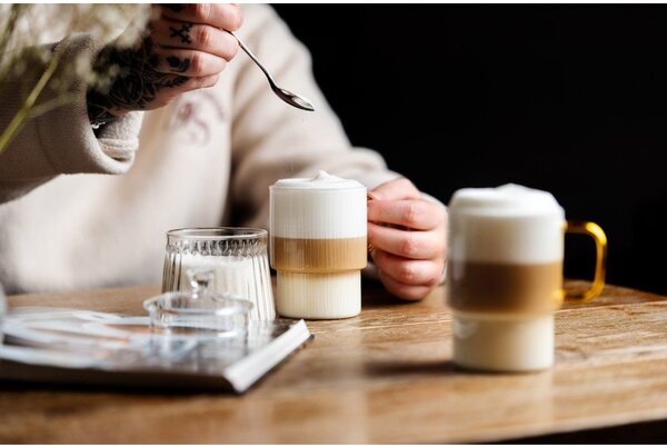 Żółte szklane kubki zestaw 2 szt. do cappuccino 350 ml Livio – Vialli Design