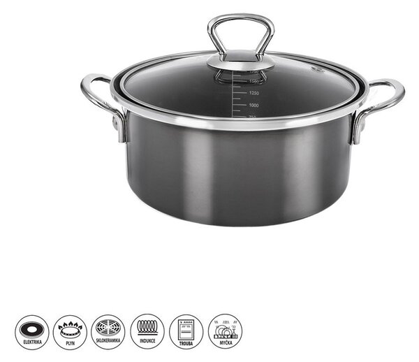 Garnek emaliowany z pokrywką 2,5 l Metalic – Orion
