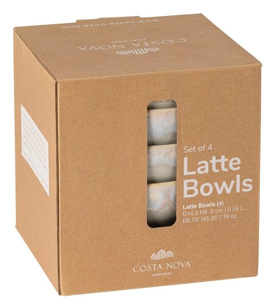 Szare kamionkowe miski zestaw 4 szt. 550 ml Latte – Costa Nova