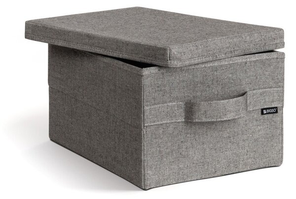 Szary tekstylny pojemnik z pokrywką 27x36x19 cm Soft Storage Small – Bigso