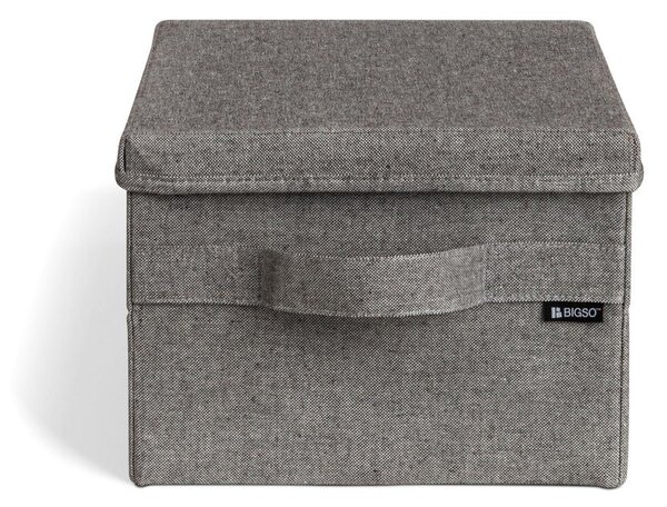 Szary tekstylny pojemnik z pokrywką 27x36x19 cm Soft Storage Small – Bigso