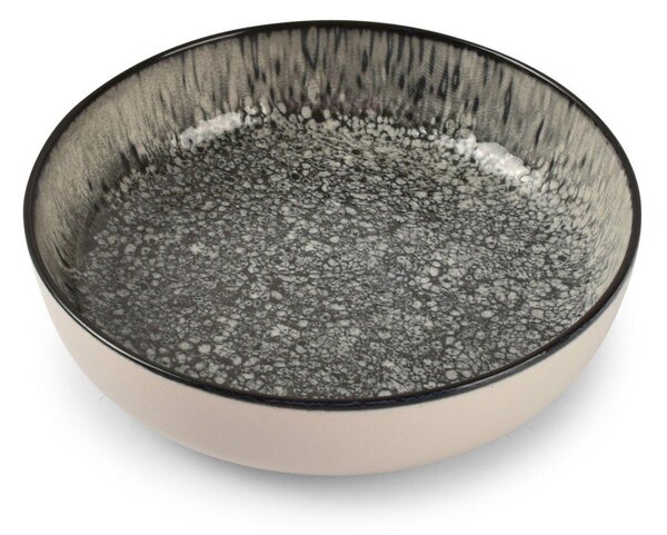 Czarny/kremowy głęboki kamionkowy talerz ø 18,5 cm Gravel – ONA