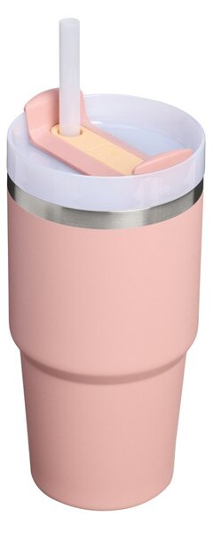 Brzoskwiniowy termos ze stali nierdzewnej ze słomką 600 ml Quencher H2.O FlowState™ Tumble Peach Rose – Stanley