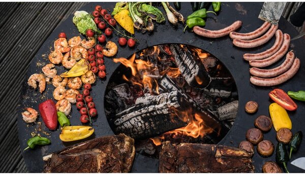 Brązowy grill zewnętrzny na węgiel Remundi Nero S, ø 62 cm