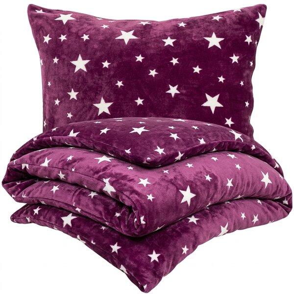 4Home Pościel mikroflanela Stars violet, 140 x 220 cm, 70 x 90 cm