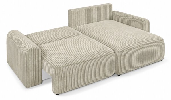 Rozkładany dwustronny zestaw wypoczynkowy w kształcie litery L NORDEN TILIA 250x140 cm, kremowy