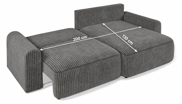 Rozkładany dwustronny narożnik L NORDEN PAROS 250x140 cm, kremowy
