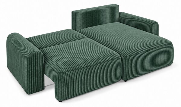 Rozkładana dwustronna sofa narożna w kształcie L NORDEN TILIA 250x140 cm, zielona