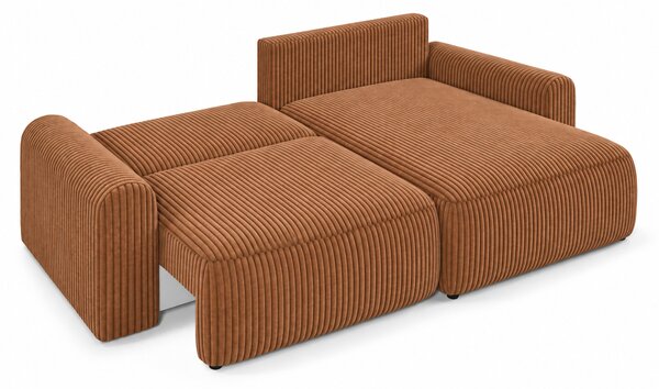 Rozkładana dwustronna sofa w kształcie L NORDEN TILIA 250x140 cm, terakotowa