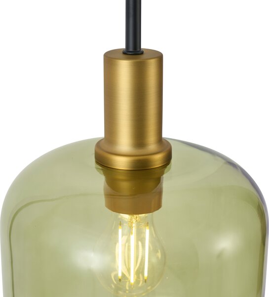 Lampa podłogowa w stylu Hotel Chic czarno-złota z zielonym szkłem - Zuzanna